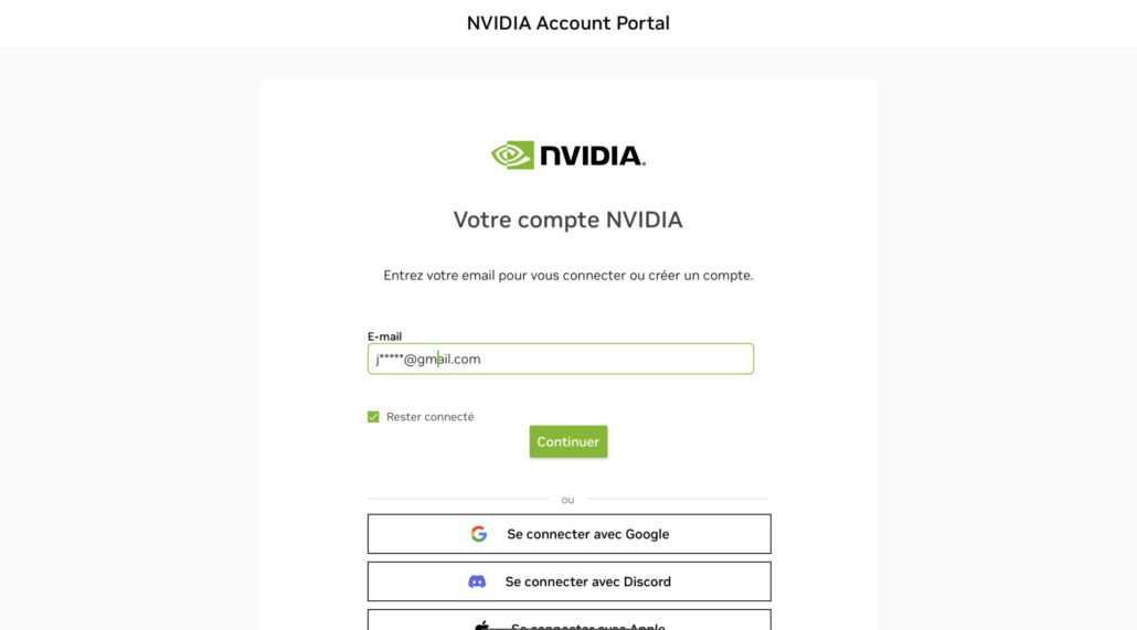 Connexion compte Nvidia fr